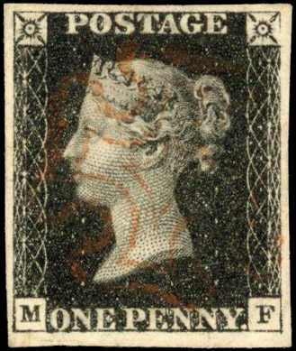 GB 1840 1d black Plate 5 MF used 