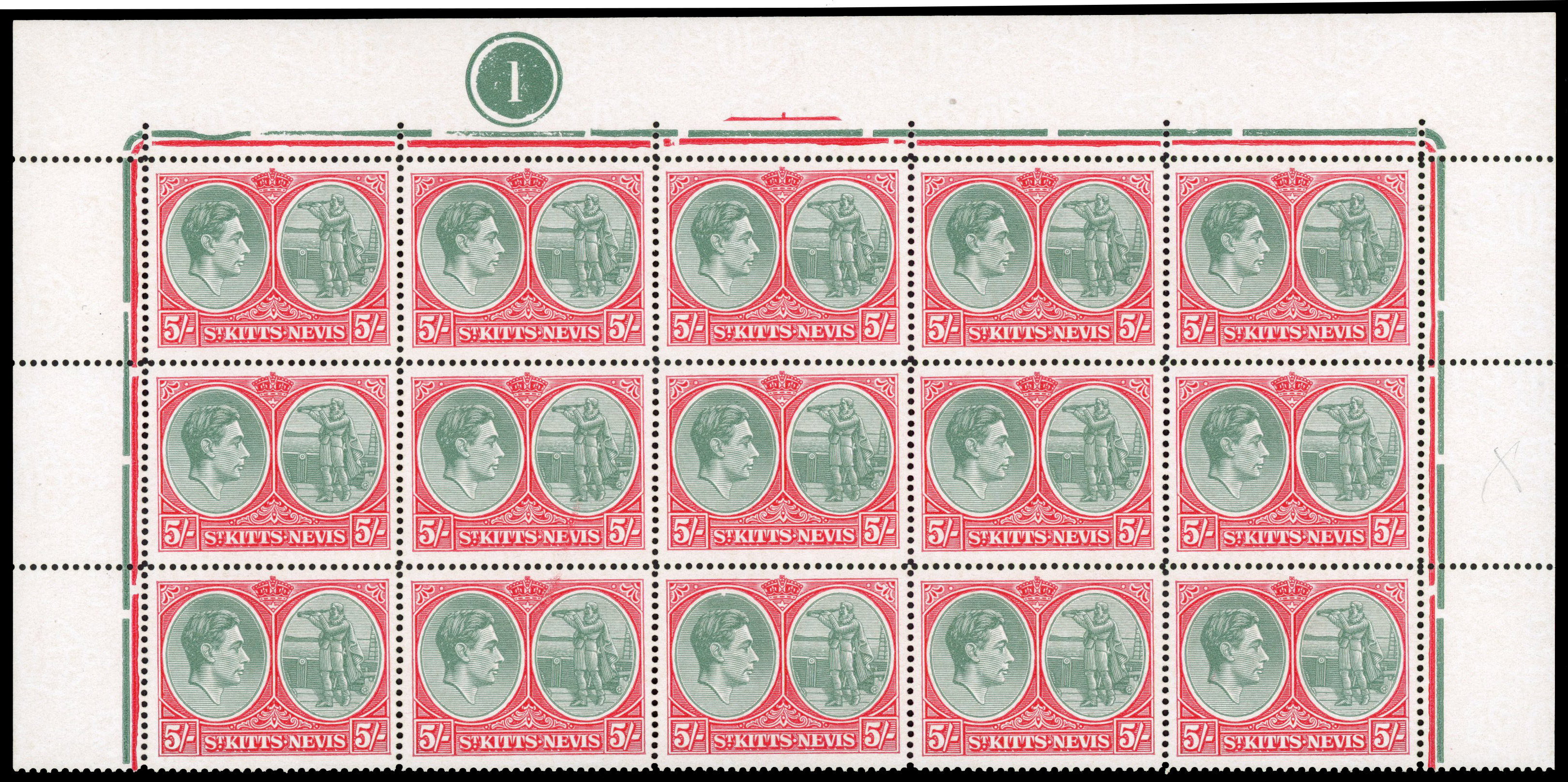St Kitts-Nevis SG 77bb Plate block mint