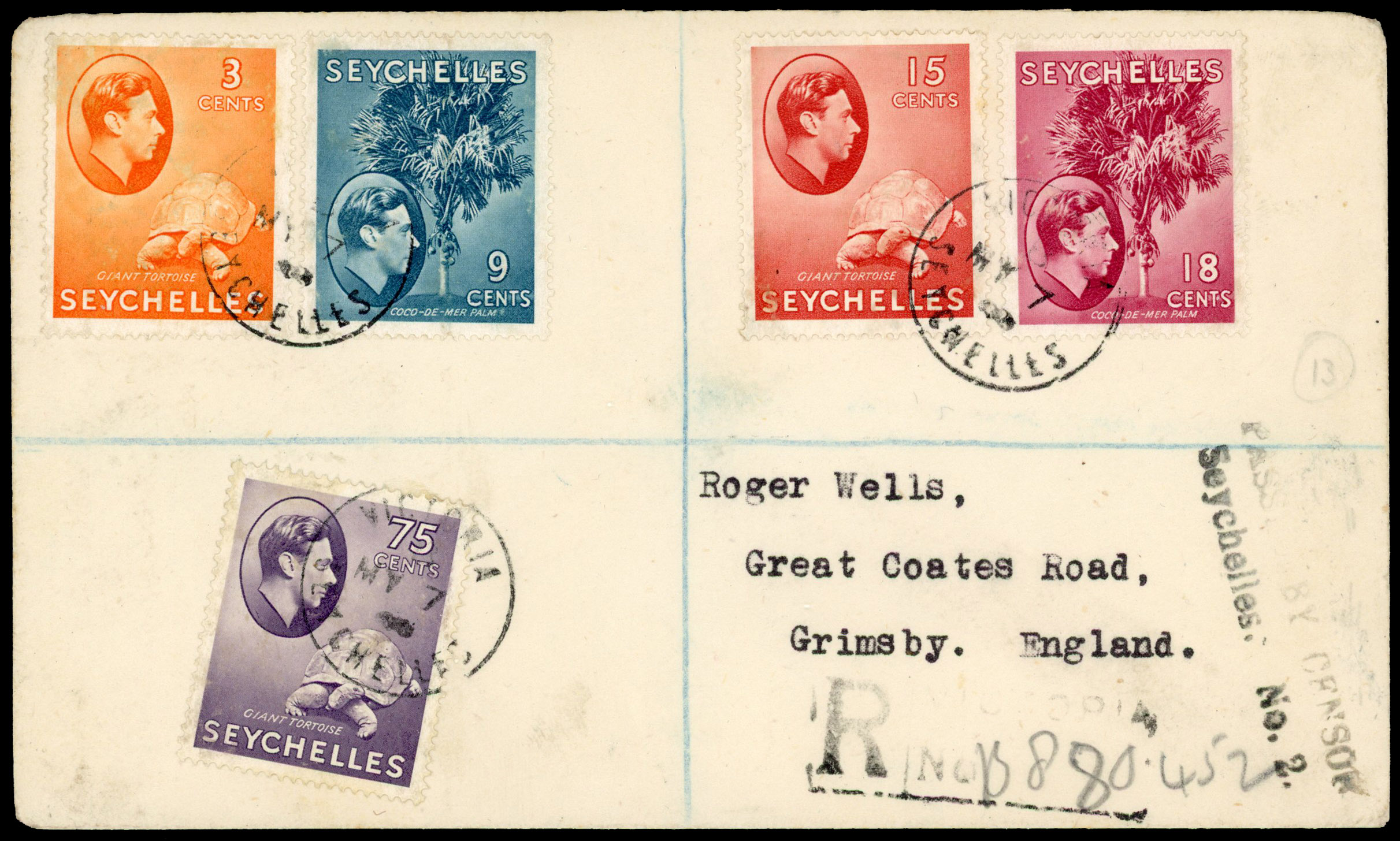 Seychelles 1940 Censor cover