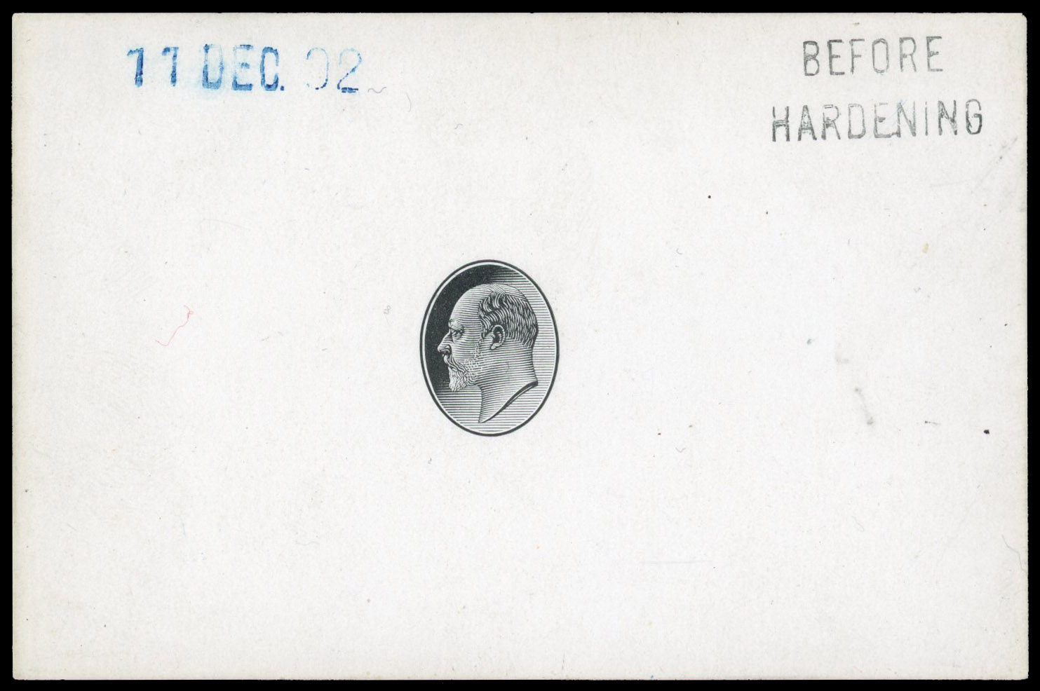 Straits Settlements 1902 die proof of single working plate head