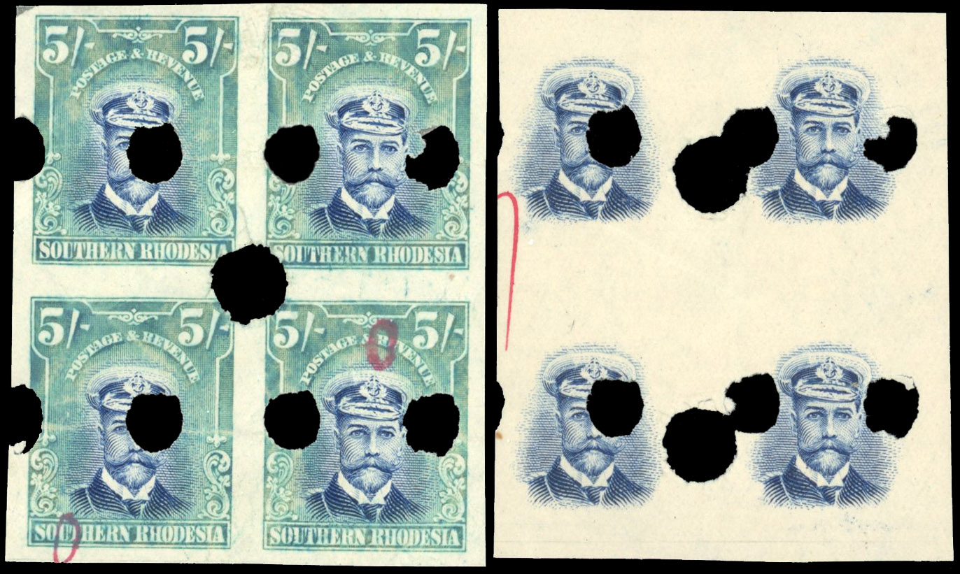 Southern Rhodesia 1924 Admiral plate proofs collection