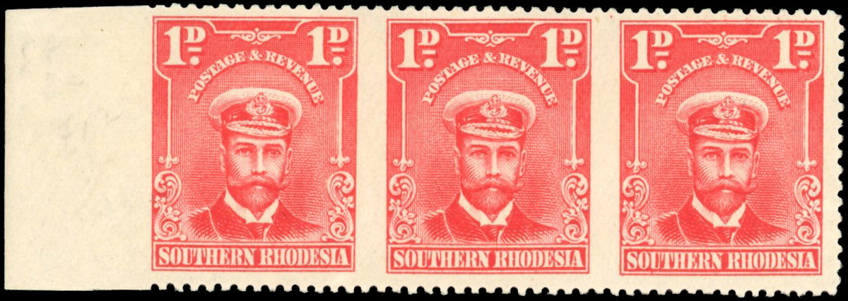 Southern Rhodesia SG 2aa 1924 1d strip imperf between mint