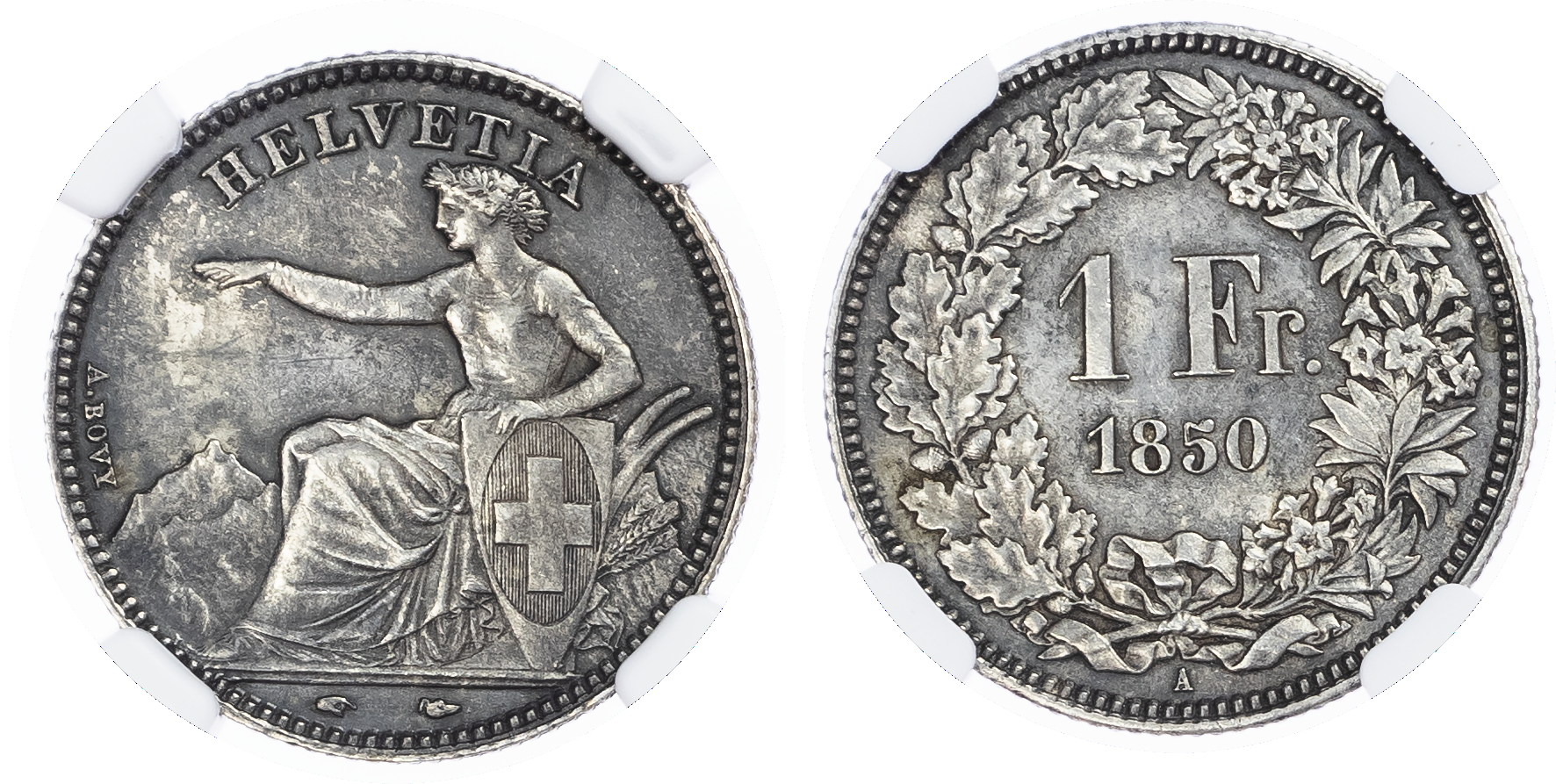 Switzerland. Federal State AR 1 Franc. 1850A. 