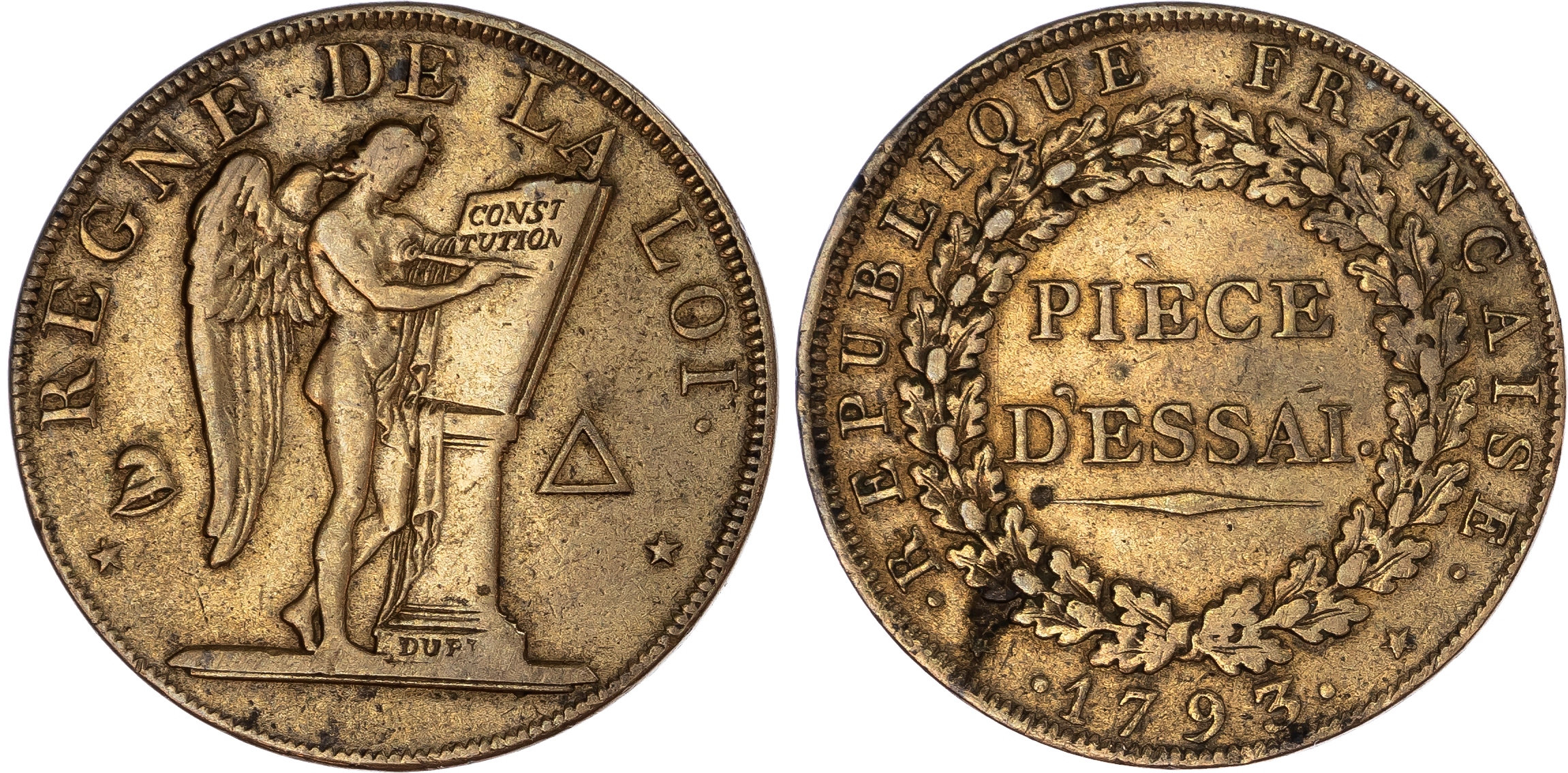 France, First Republic. Piece d'Essai CU Pattern 3 Livres. 1793. 