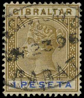1889-96 1p bistre and ultramarine, fine used...