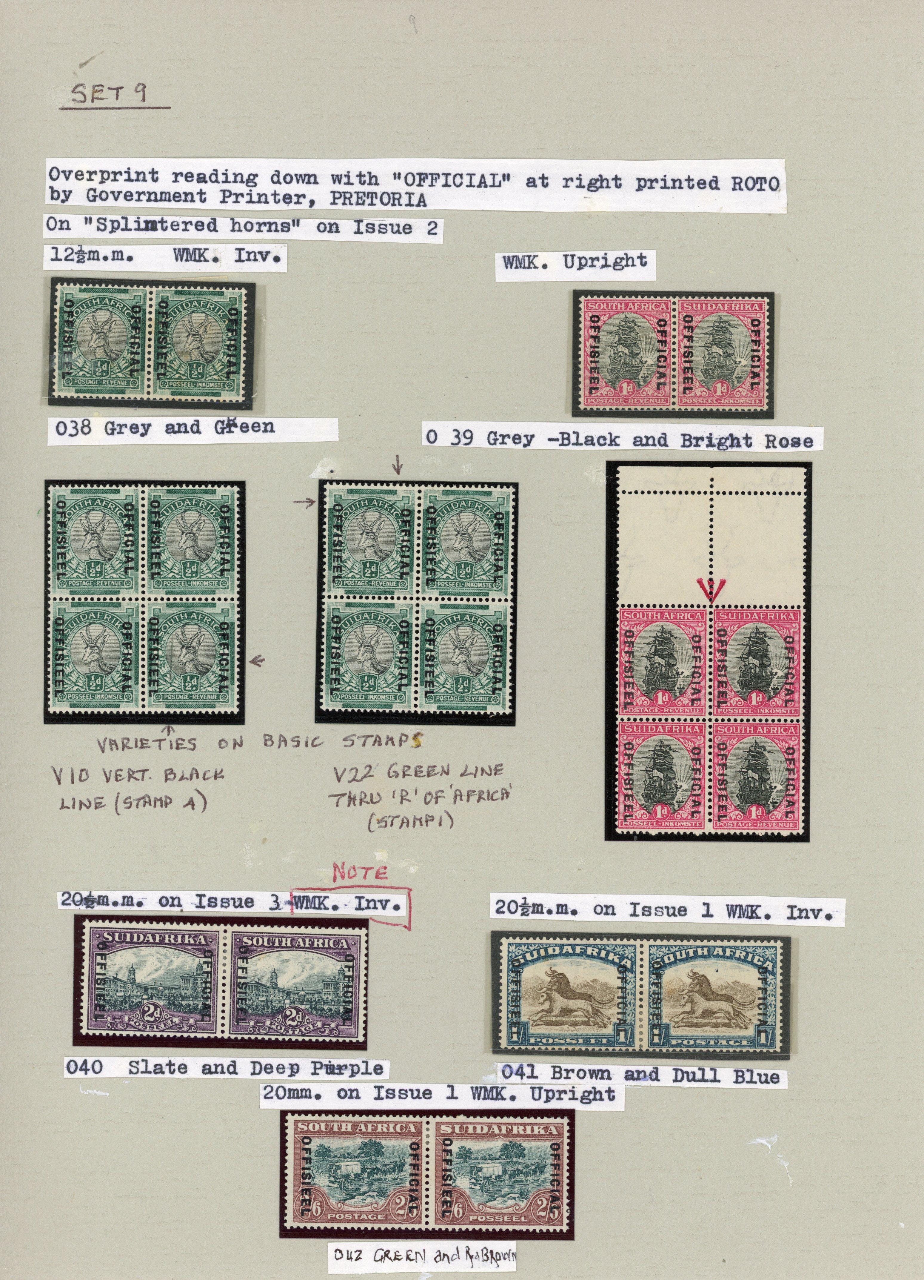 South Africa SG O12/19 collection mint
