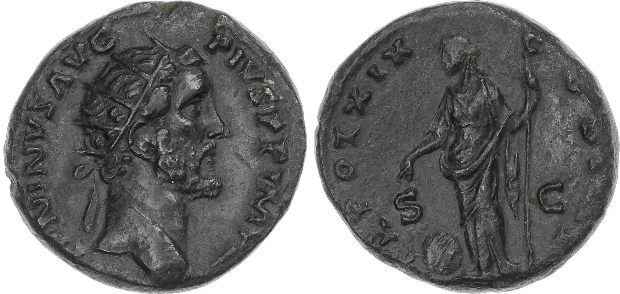 Antoninus Pius (AD 138-161) AE Dupondius, Rome, AD 155-56, 14.19g. 