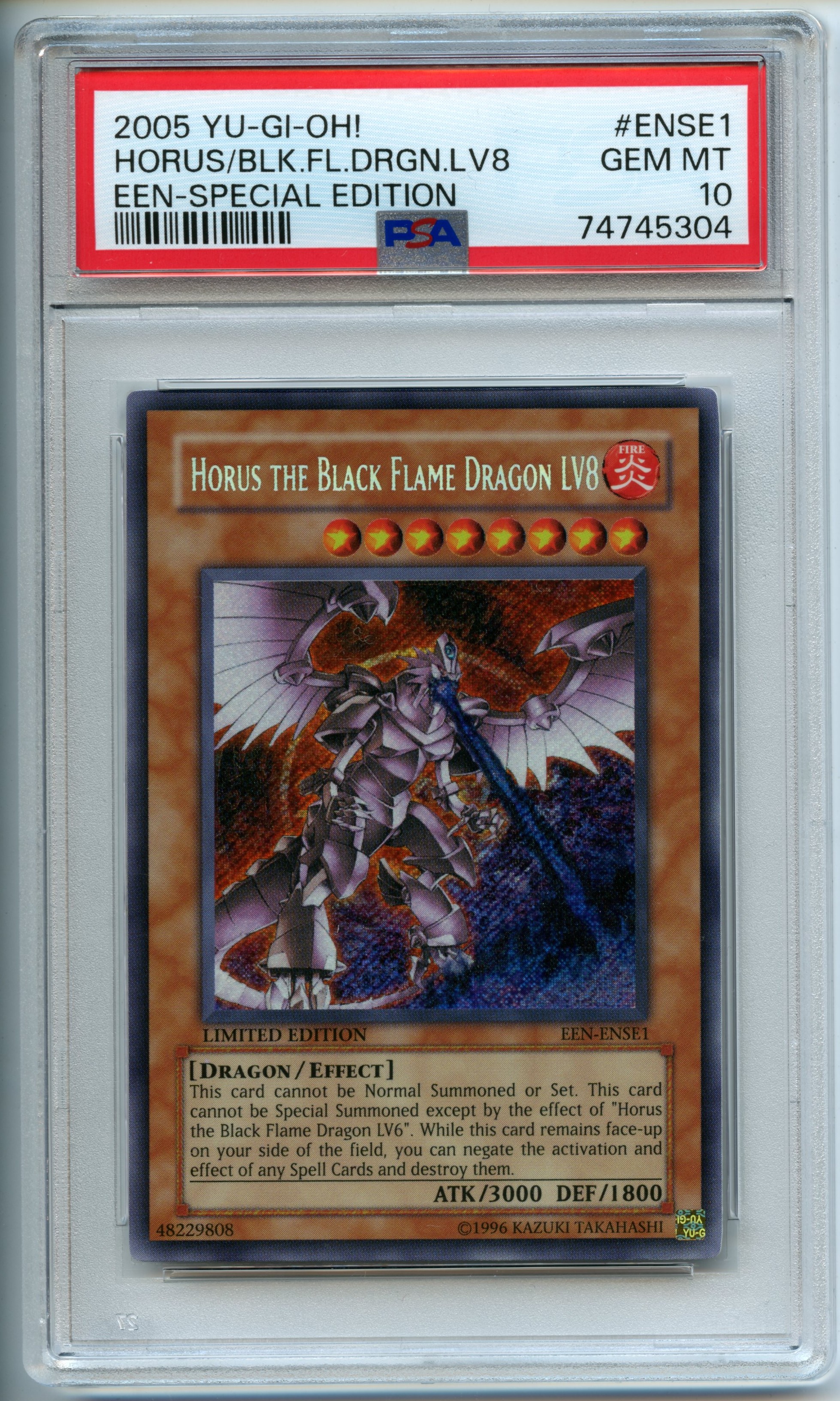 Yu-Gi-Oh! - Horus The Black Flame Dragon LV8 1st Edition - Elemental Energy Special Edition  - PSA 10