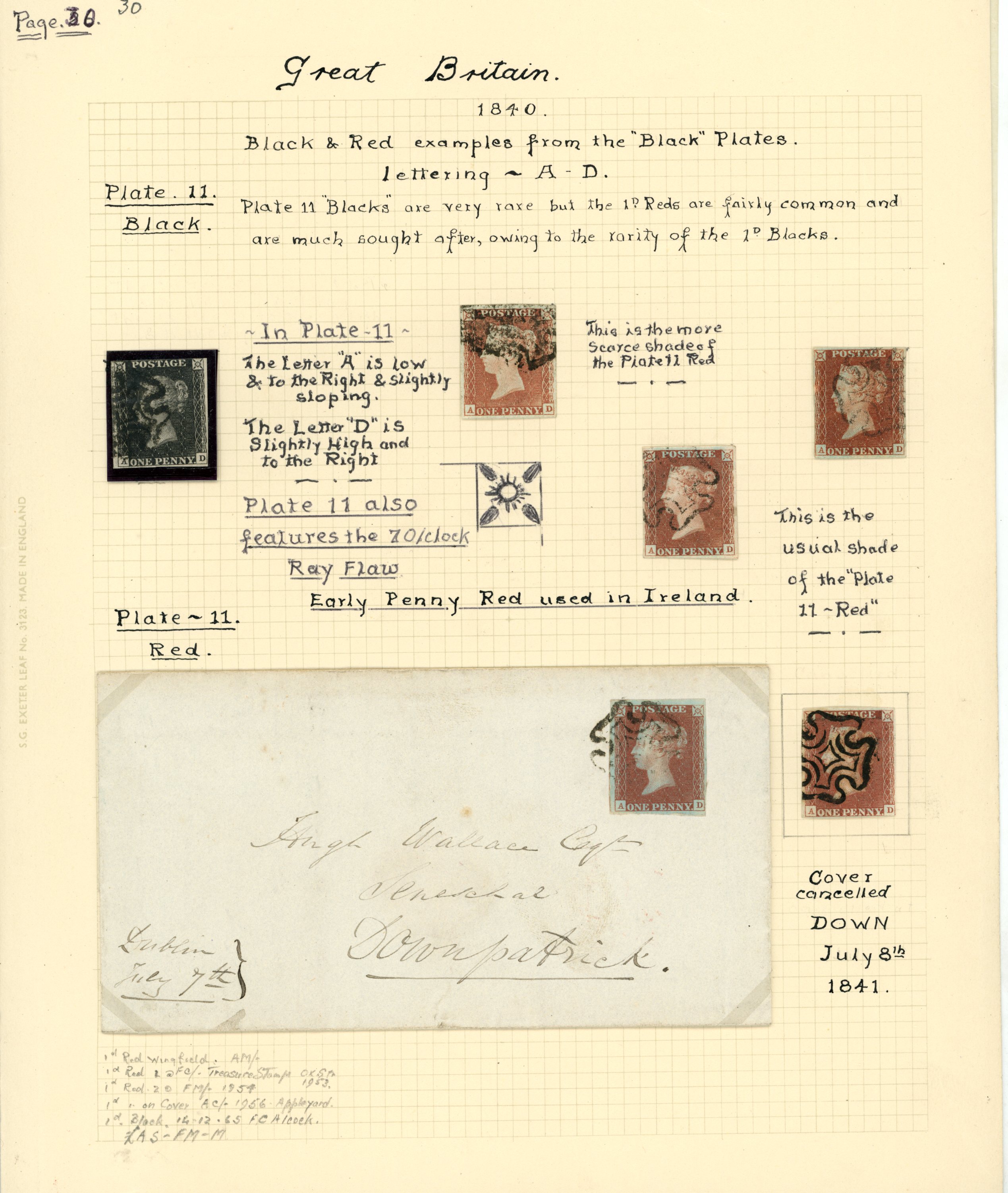 1840 1d black, Plate 11, just touched at top...