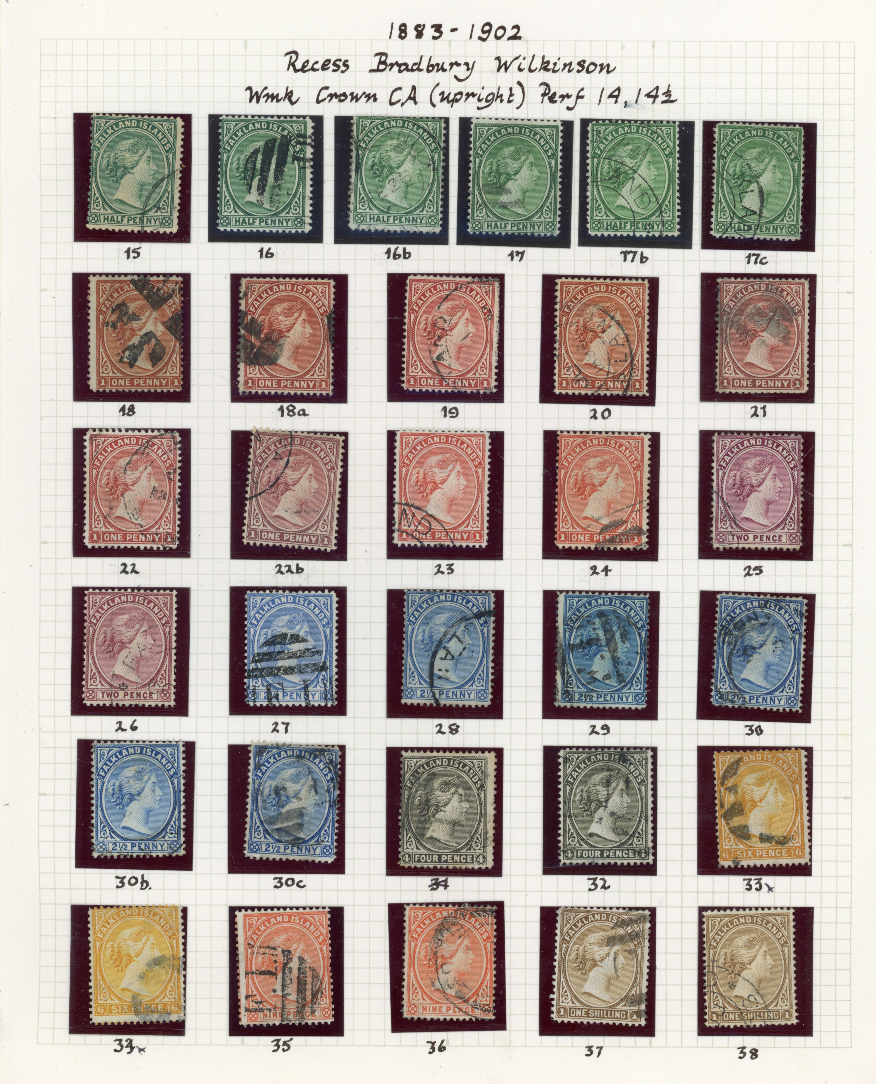 Falkland Islands 1891-1902 Queen Victoria duplicated used group