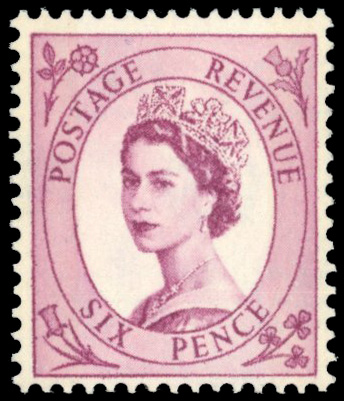 GB: 1961 Multiple Crowns, cream paper, 6d deep claret, two phosphor bands reacting blue, mint bands applied by letterpress