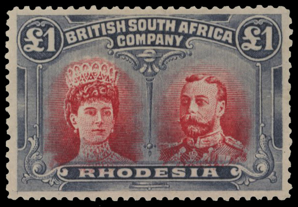 £1 rose-scarlet and bluish black SG 166, position 2 Gash in Ear mint