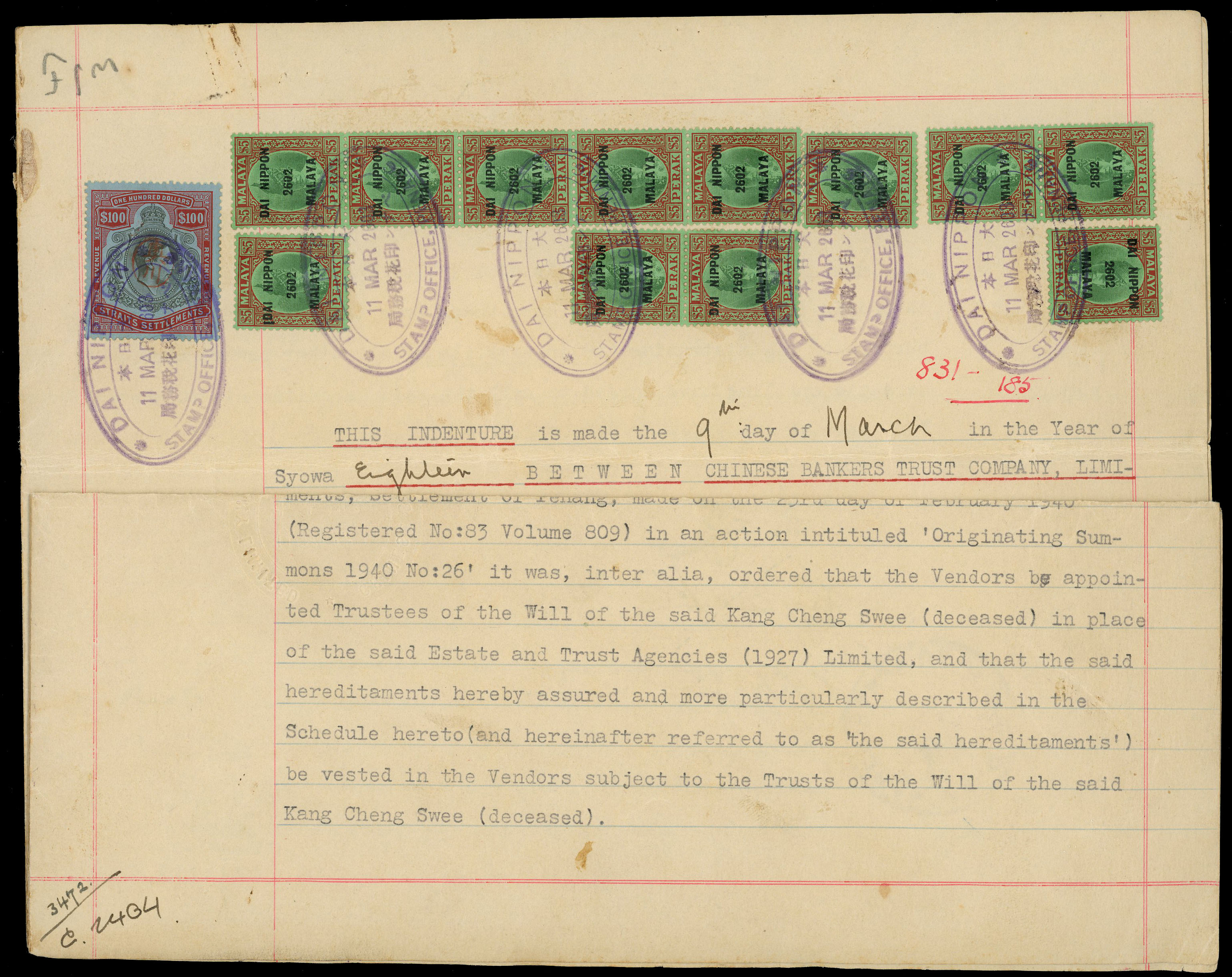 MJO Revenue $100 on indenture