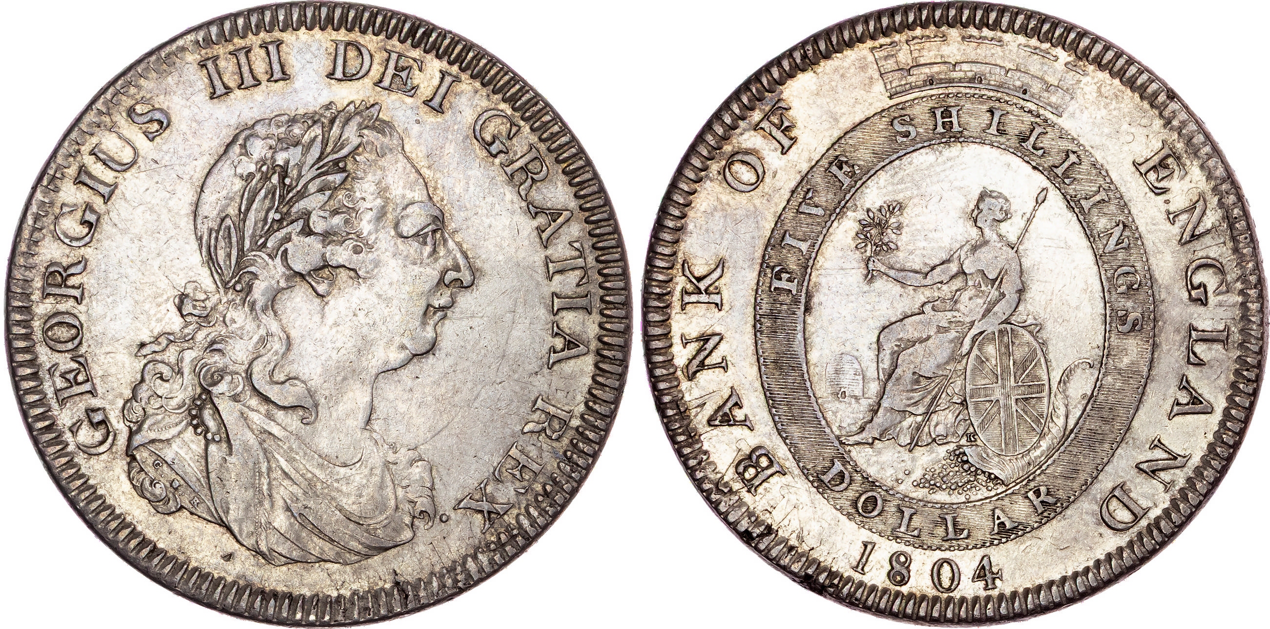 George III, AR Dollars, 1804, Bank of England Issue, type A2 [2]. 