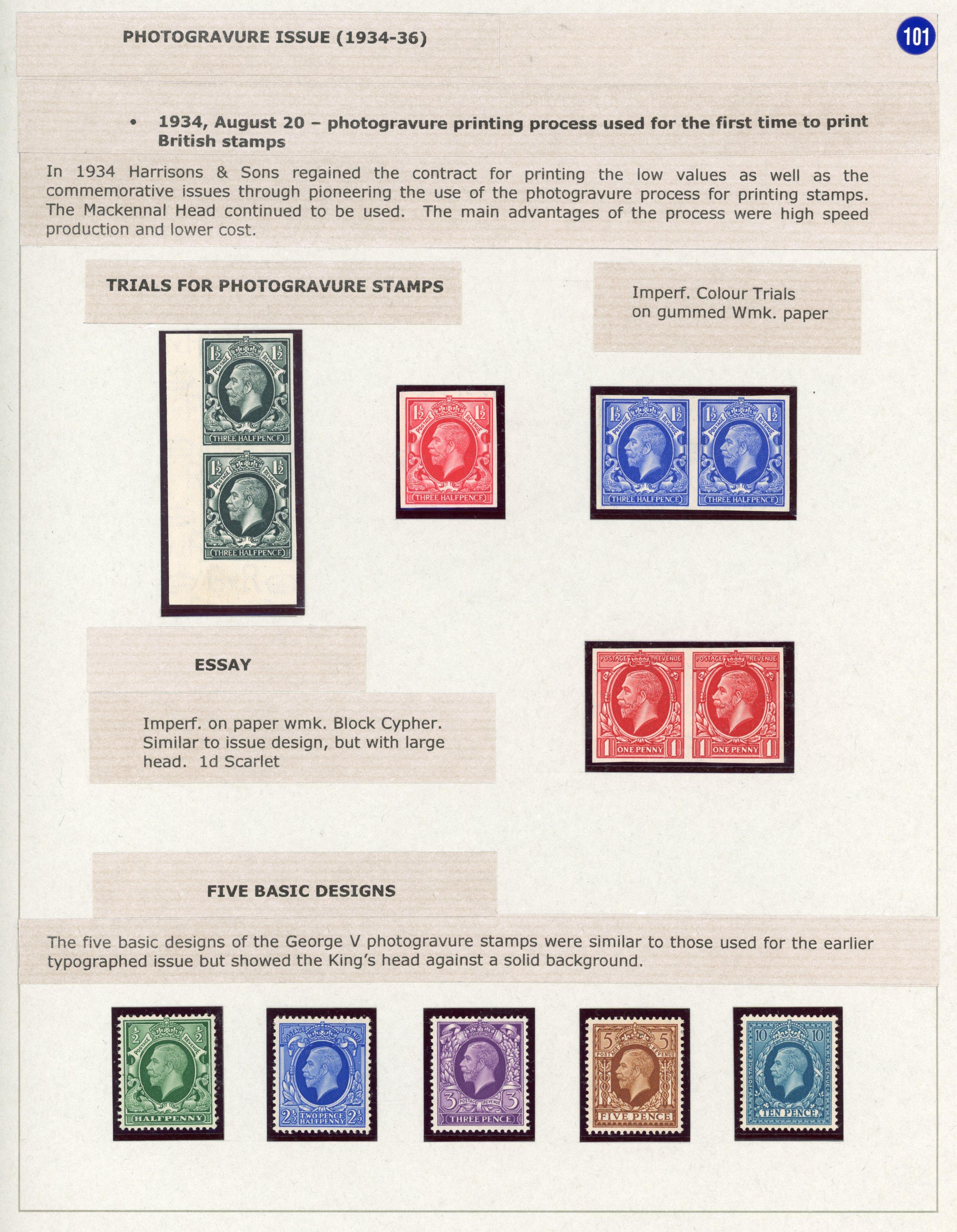 GB 1934 Photogravure imperforate colour trials