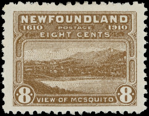 Newfoundland 1910 8ct bistre-brown with MCSQUITO variety SG 101var...