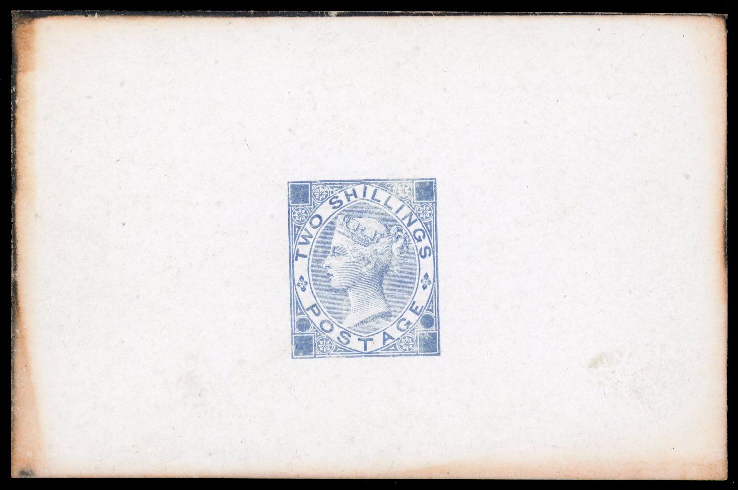 1867 2s Die proof printed in blue on white glazed card