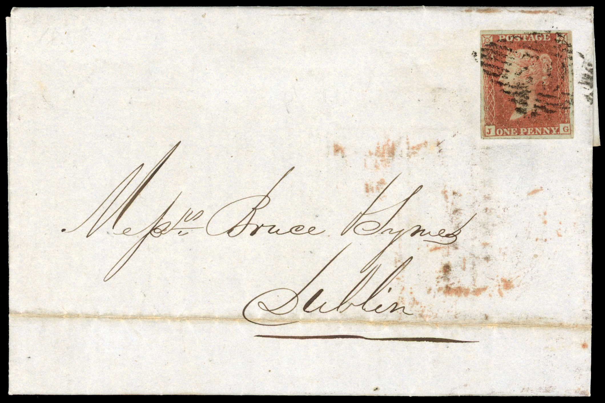 Great Britain 1854 cover to Dublin bearing rare Belfast split numeral postmark