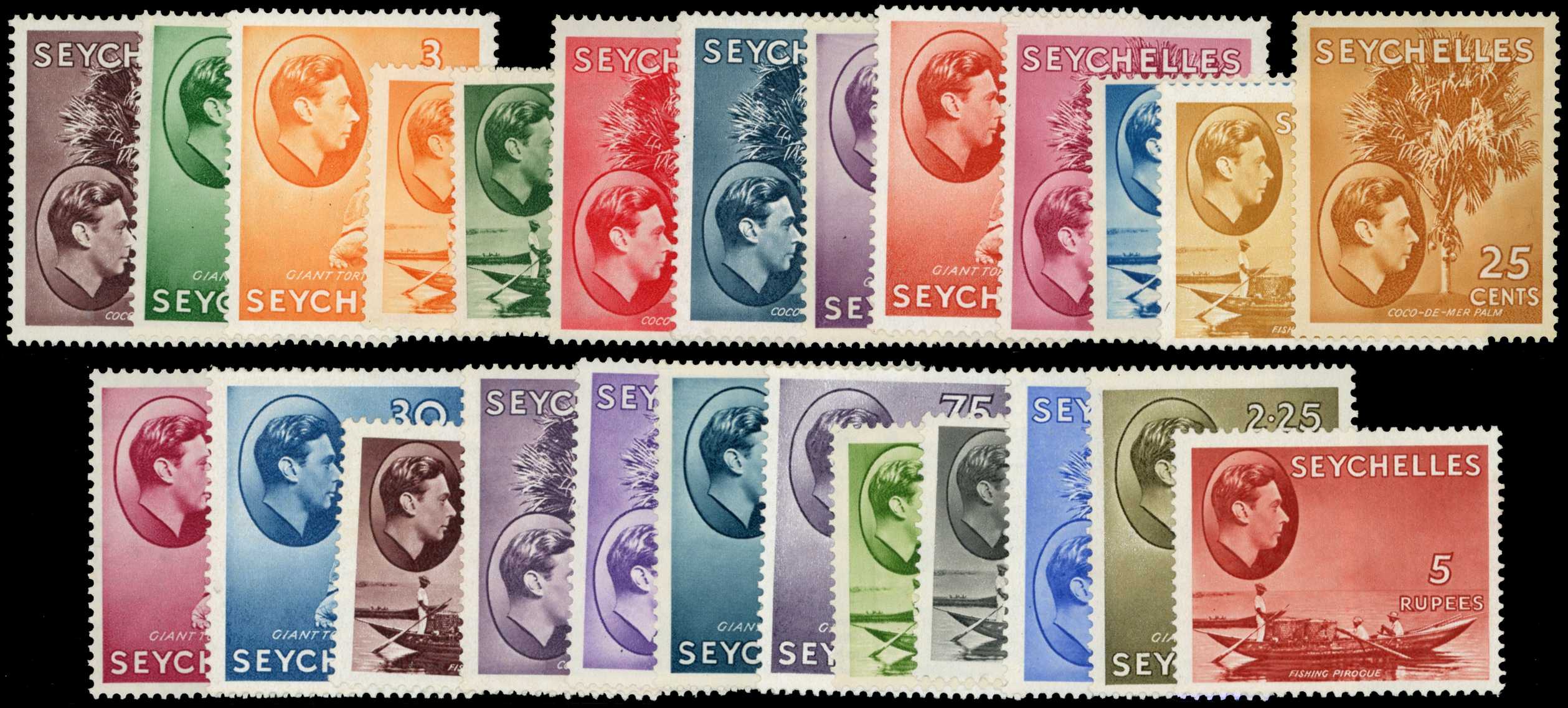 1938-49 2c to 5r set of 25 fine unmounted o.g....