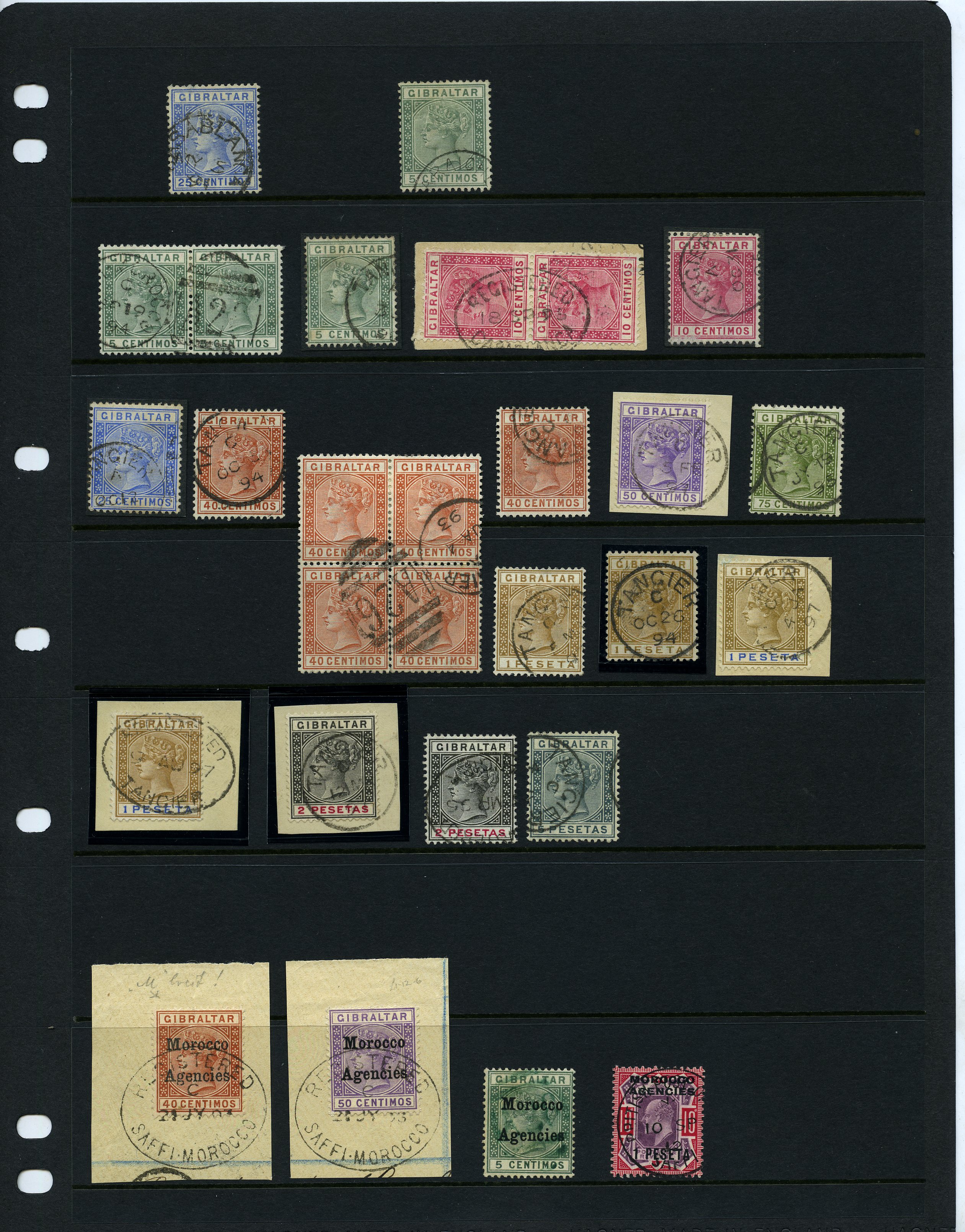 Postmarks. Mostly QV Gibraltar used in...