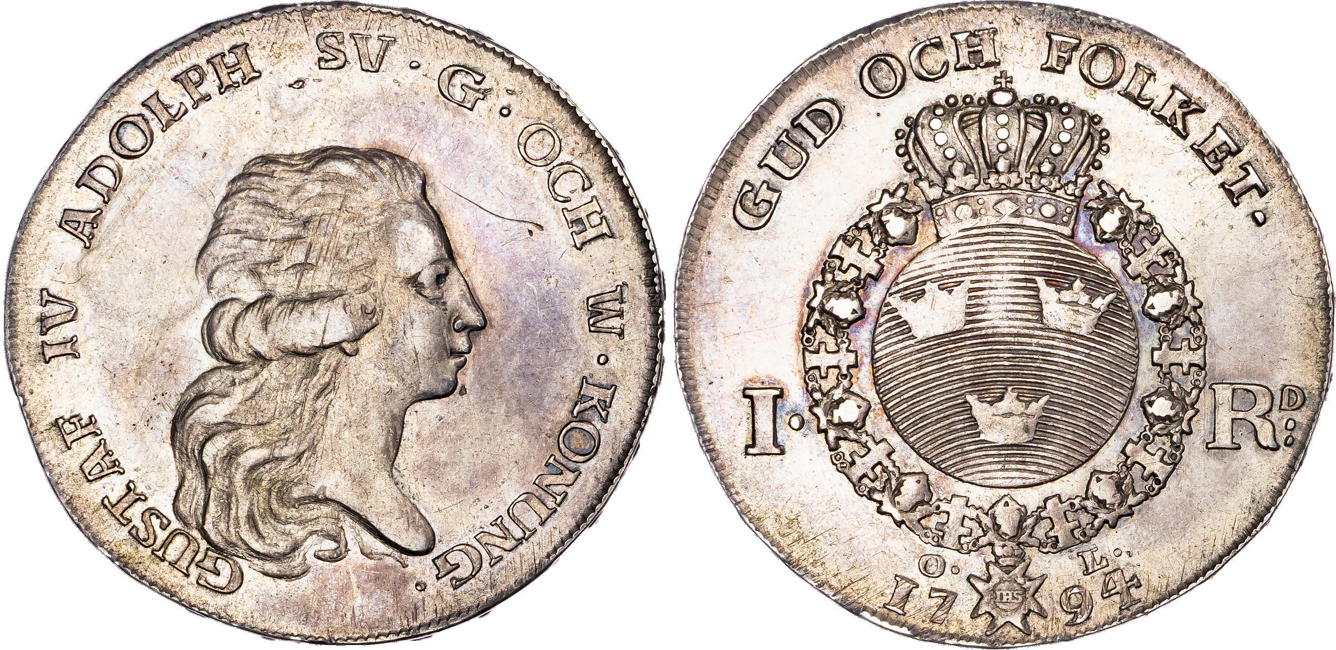 Sweden, Gustav IV Adolph (1792-1809), silver Riksdaler, 1794