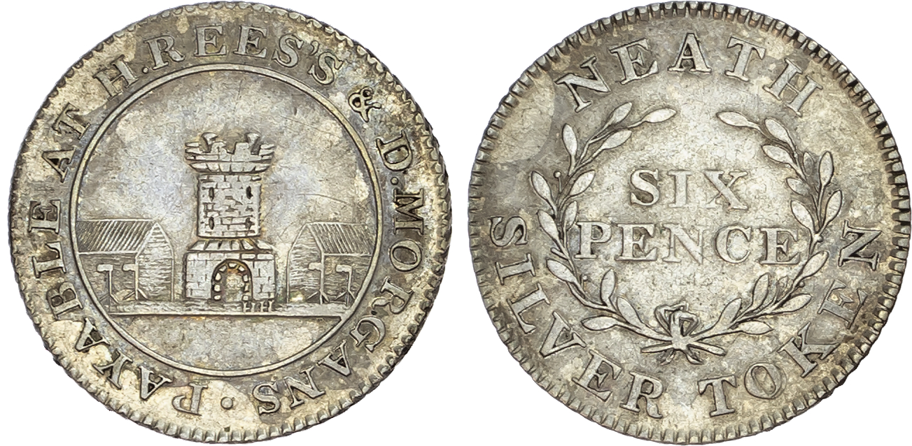 Wales, Glamorganshire. Neath, H. Rees & D. Morgan, silver sixpences (2). 