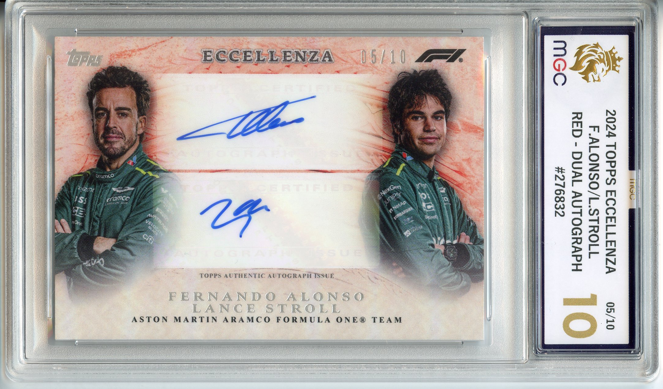 MGC 10 2024 TOPPS ECCELLENZA F.ALONSO/L.STROLL - RED - DUAL AUTOGRAPH - 05/10