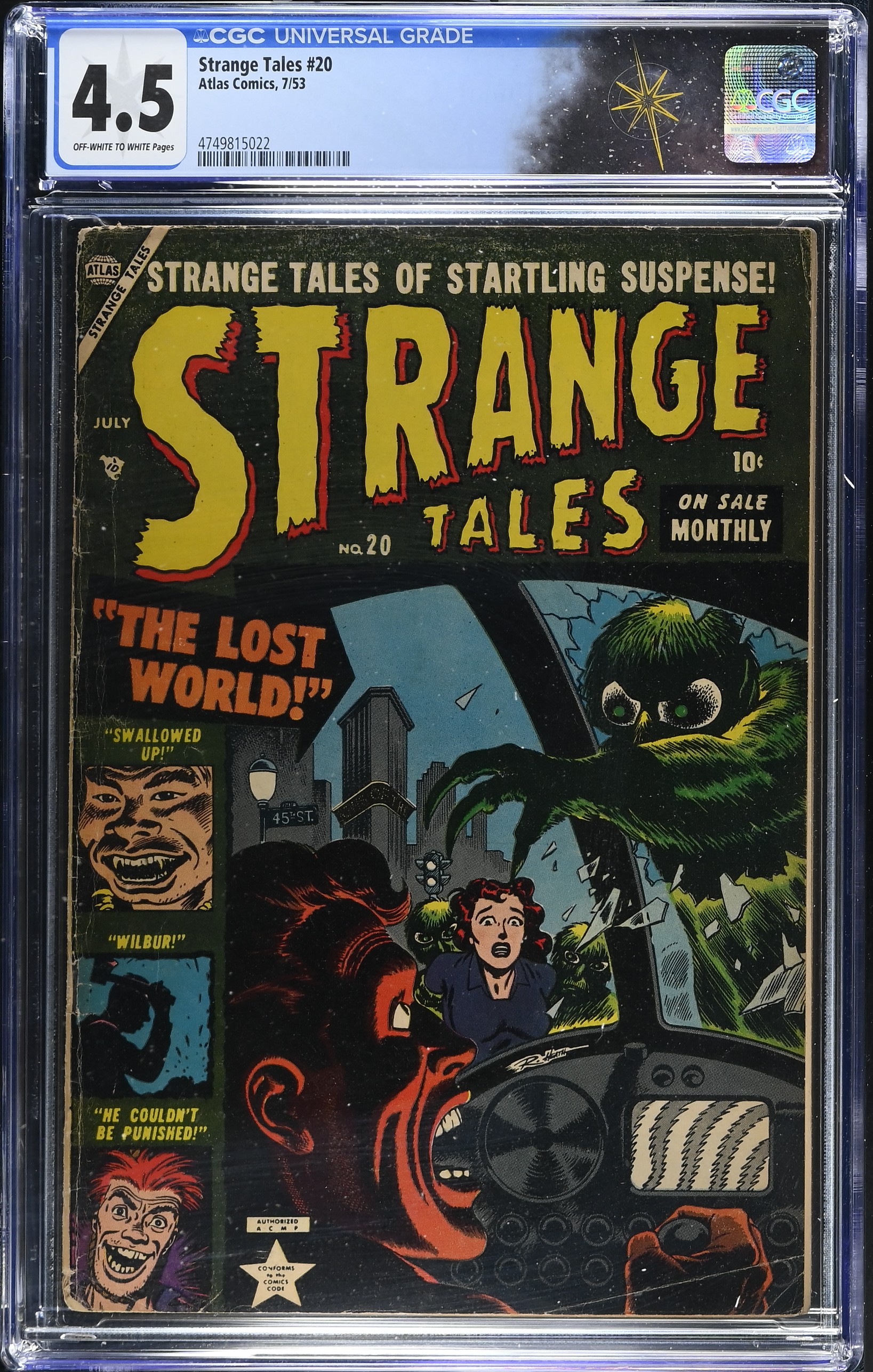 Strange Tales #20 CGC 4.5 Cover by Russ Heath (Atlas Comics, 1953) Off-White to White Pages