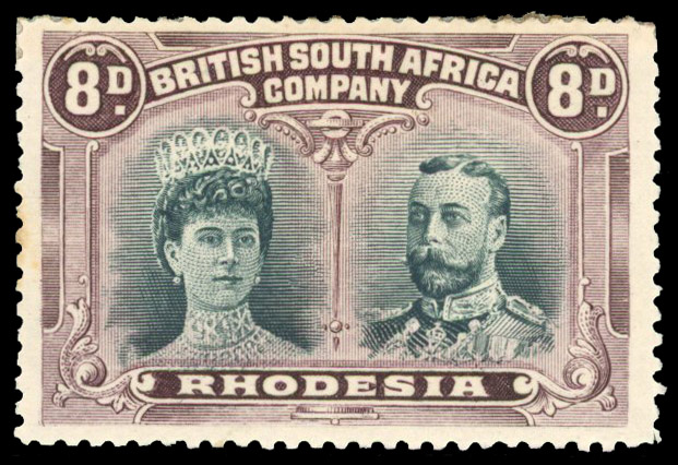 † 8d slate-green and deep dull purple SG 148, position 45 mint