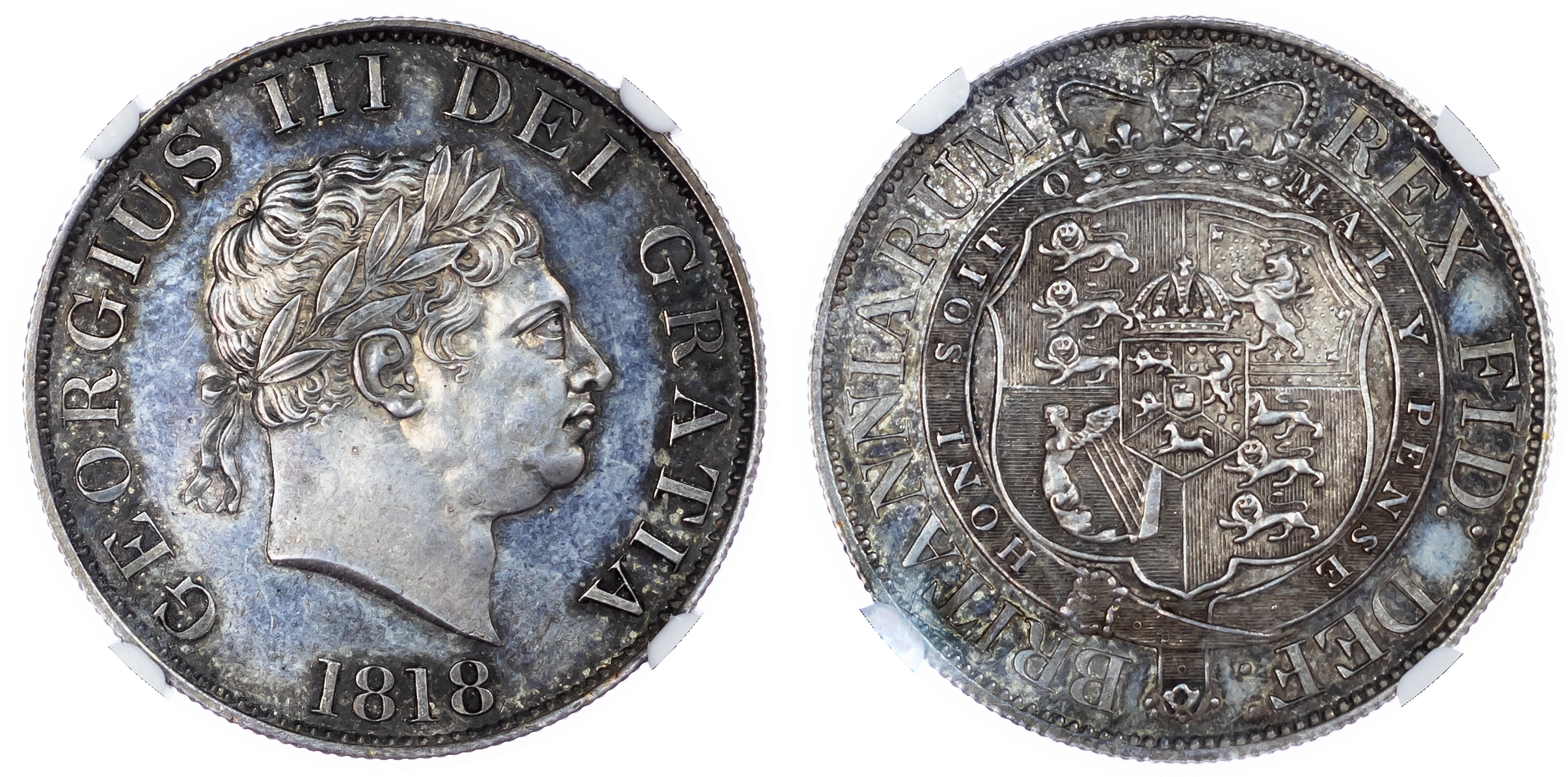 George III (1760-1820), Proof Halfcrown, 1818. NGC PF62