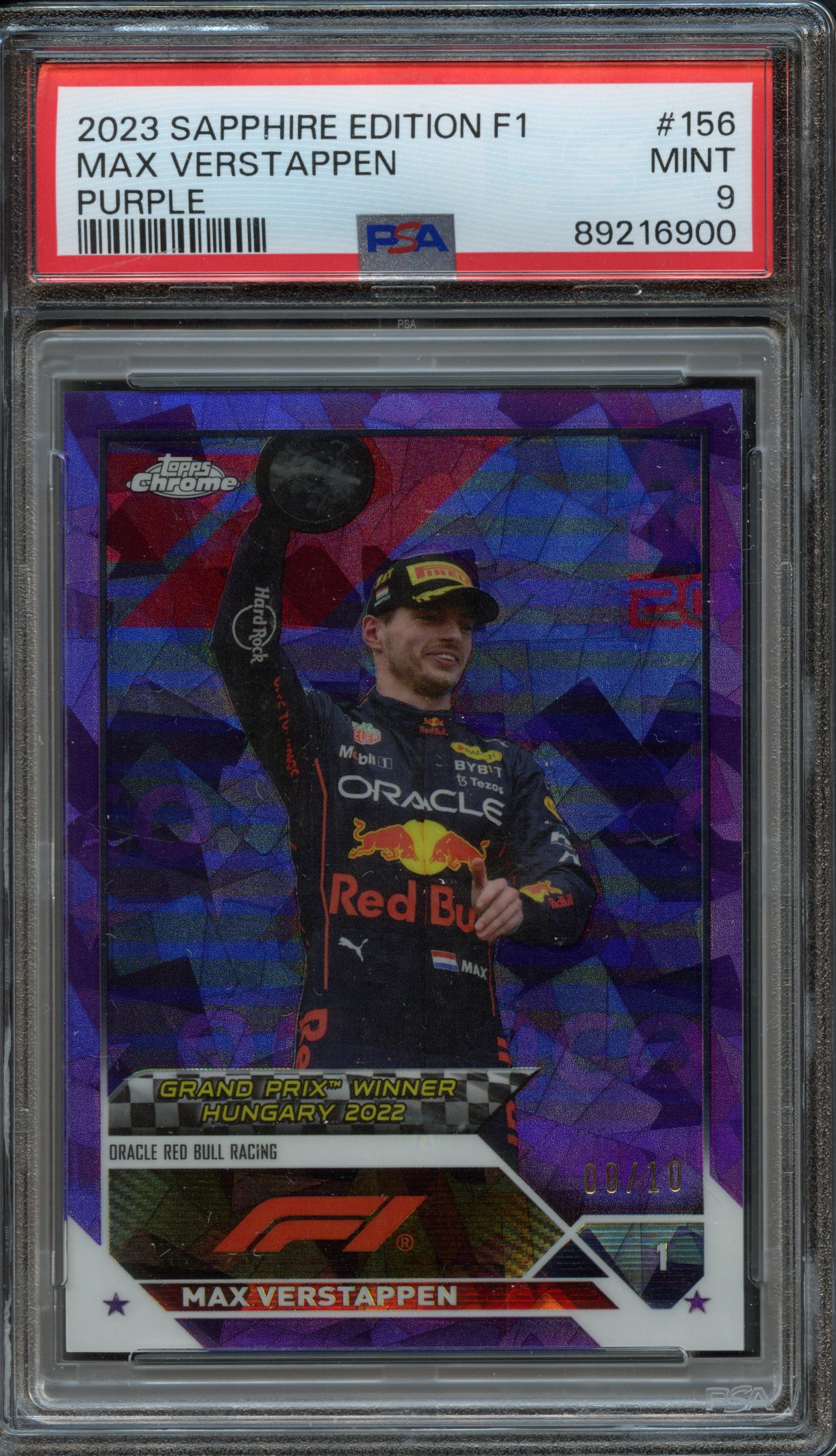 <p>PSA 9 2023 Topps Chrome Sapphire Edition F1 Max Verstappen #156 Purple</p>