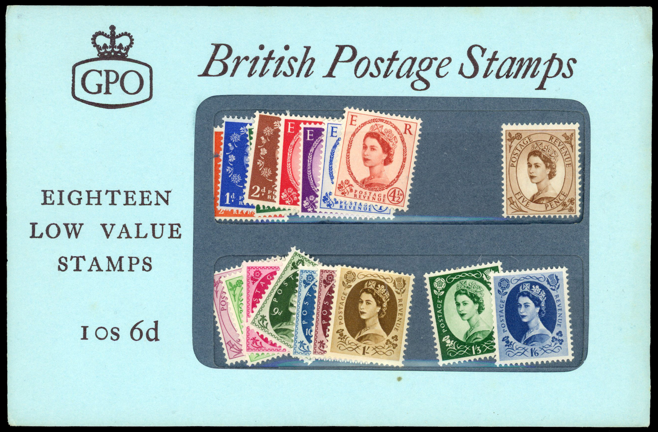 1960 10s 6d forerunner pack containing Wildings set of eighteen, sealed