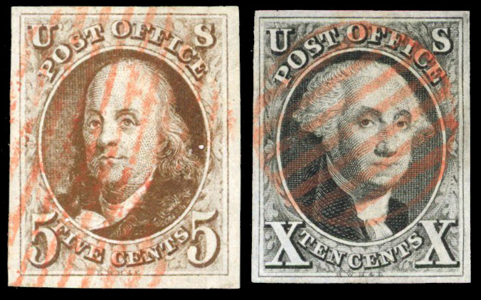 USA 1847 10c black Washington fine used