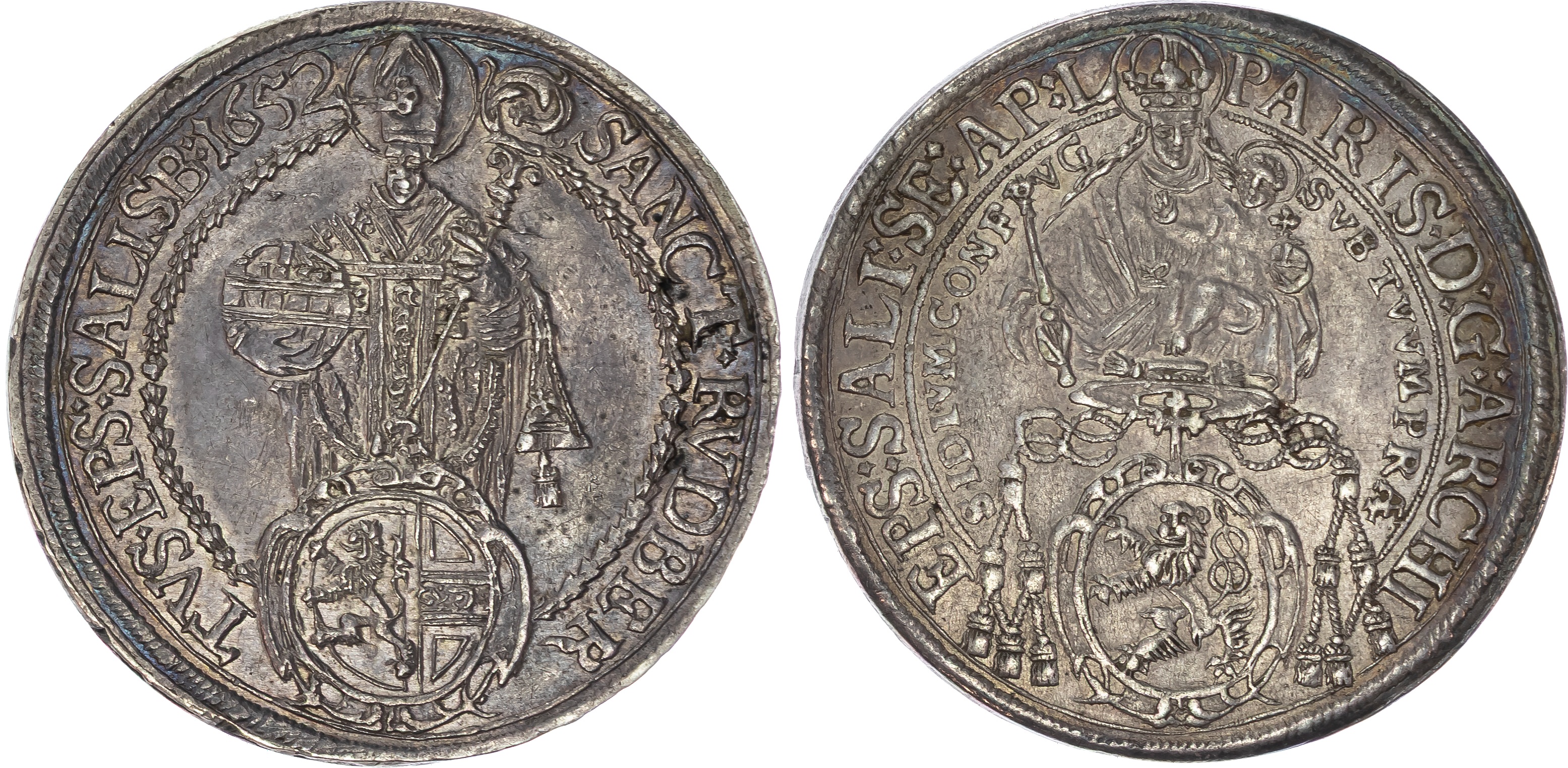 Austria, Salzburg, Paris von Lodron (1619-1653), silver Taler, 1652, Salzburg, 28.60g (Dav. 3504). Extremely F…