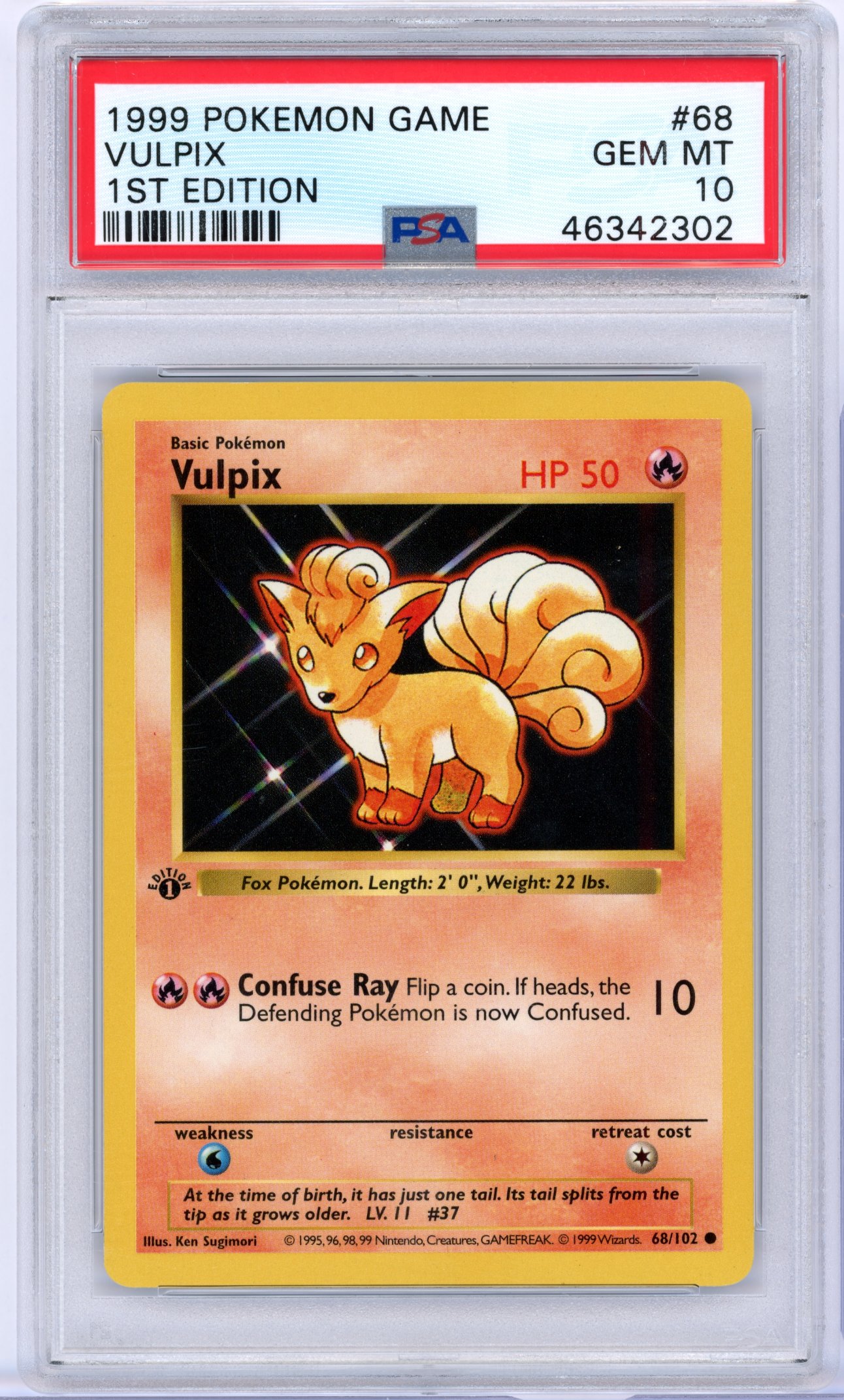PSA 10 Vulpix #68 1st Edition Shadowless Base Set