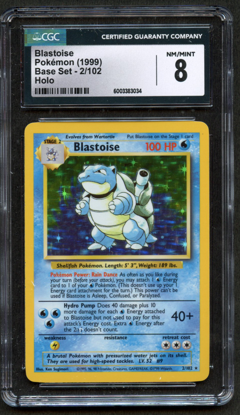 CGC 8 Blastoise Unlimited – Base Set (1999)