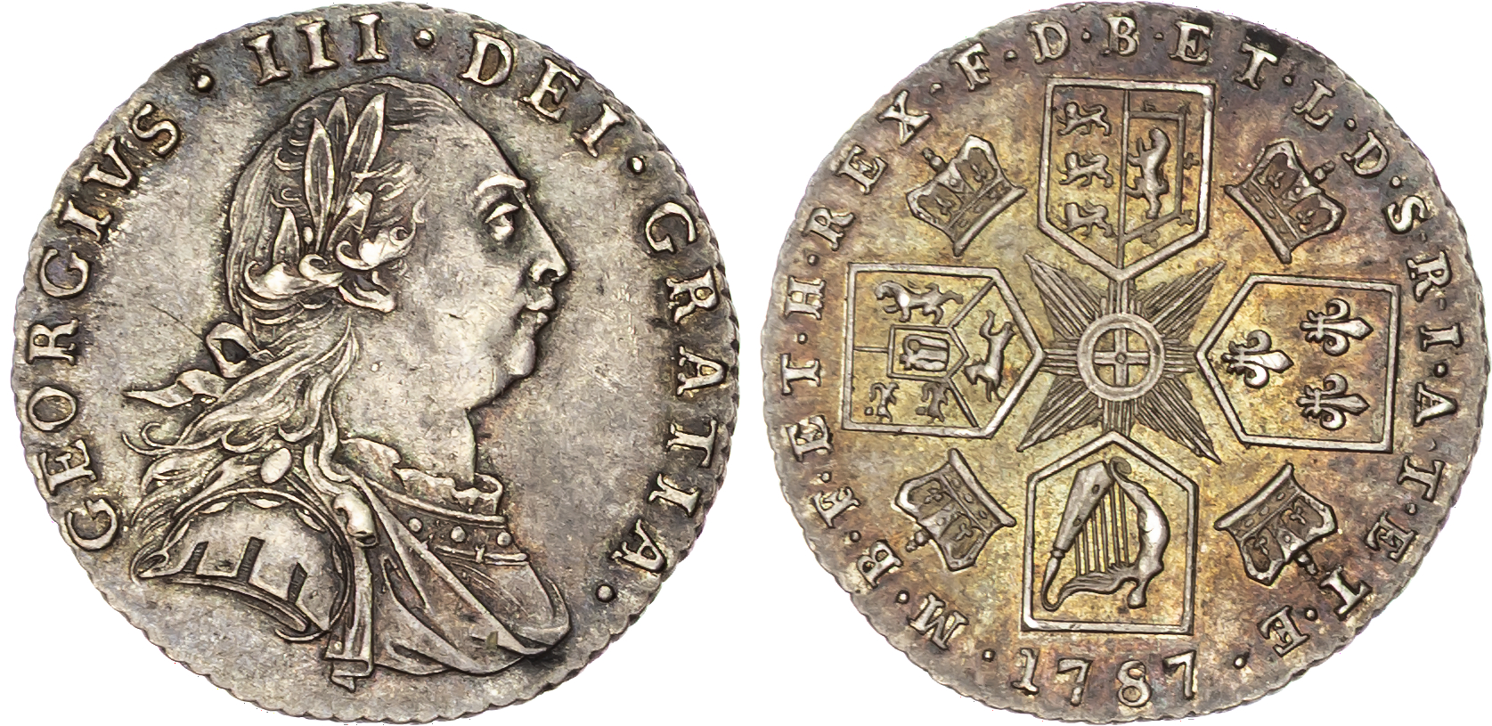 George III (1760‑1820), AR Sixpence, Early Coinages, 1787.