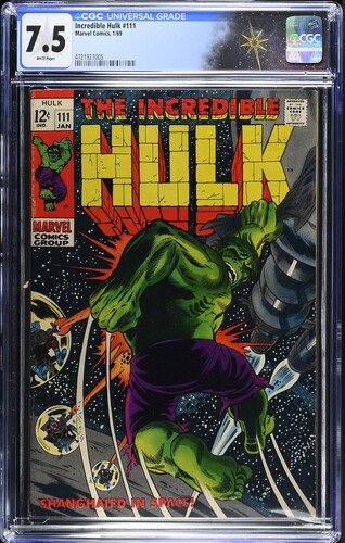 Incredible Hulk #111 CGC 7.5 Stan Lee story Herb Trimpe and Dan Adkins cover and art (Marvel Comics, 1969) White pages