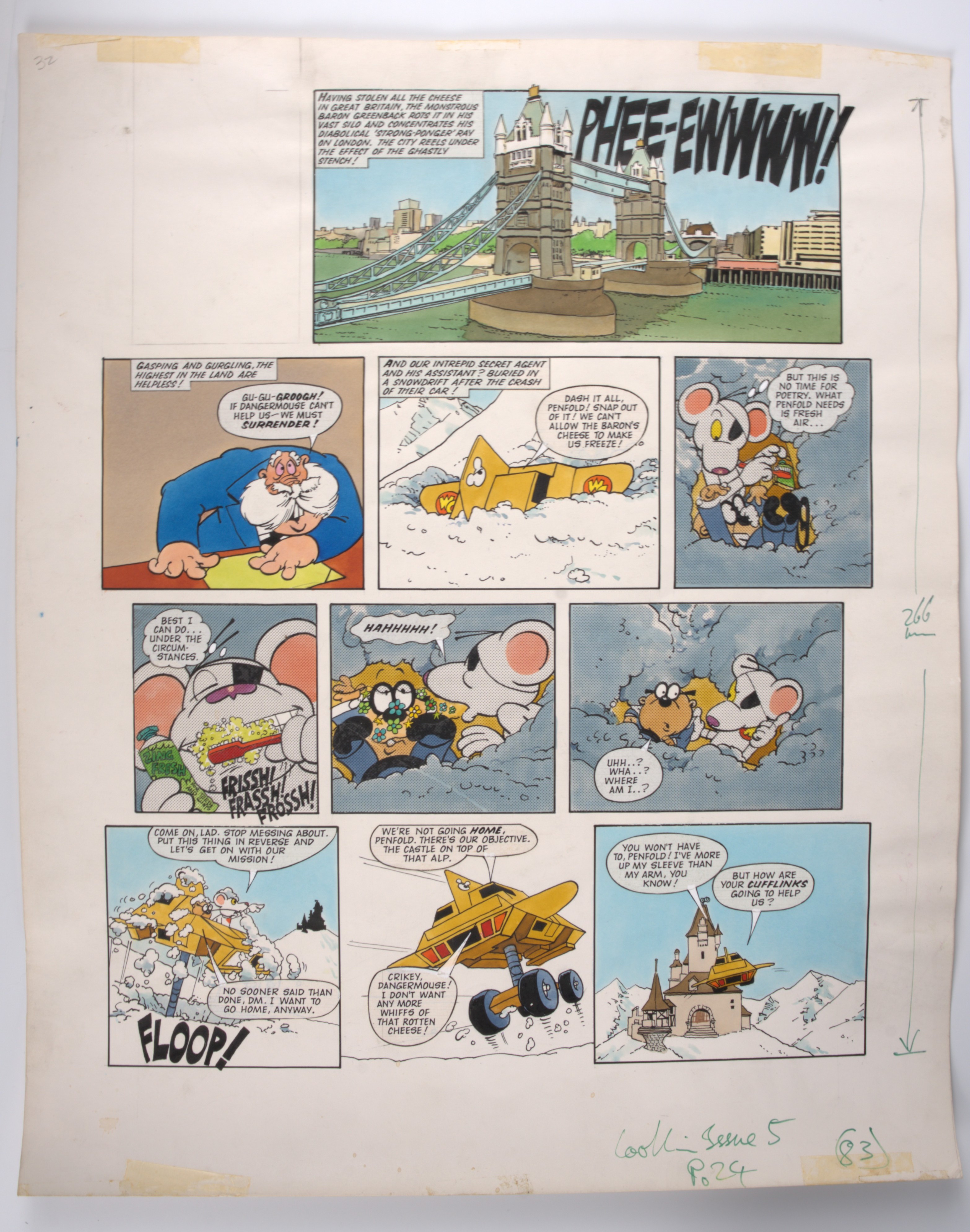 Arthur Ranson Look-In Magazine Danger Mouse Colour Story Pages (ITV, 1980s) Total 2