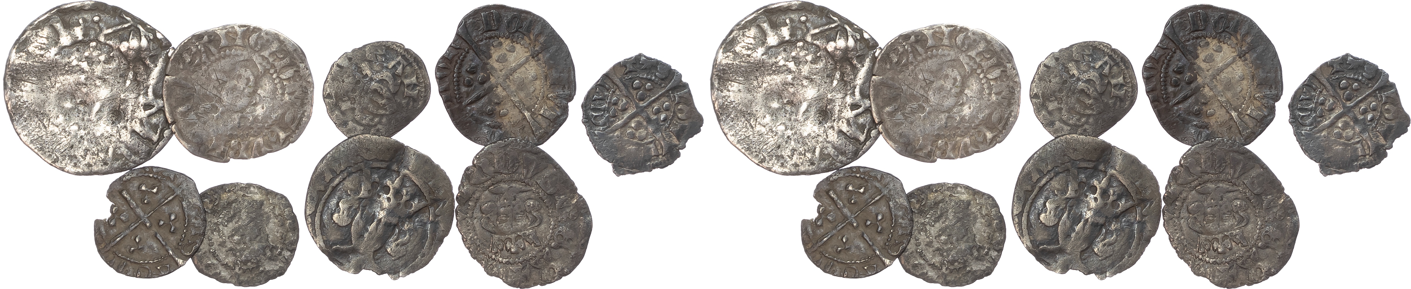 British Medieval Coins. Silver pennies, halfpennies, farthings (9).