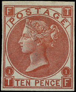 1867 10d red-brown Pl.1.