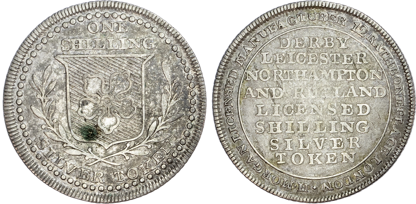 Leicestershire. H. Morgan, silver shilling. Arms (D. 1).