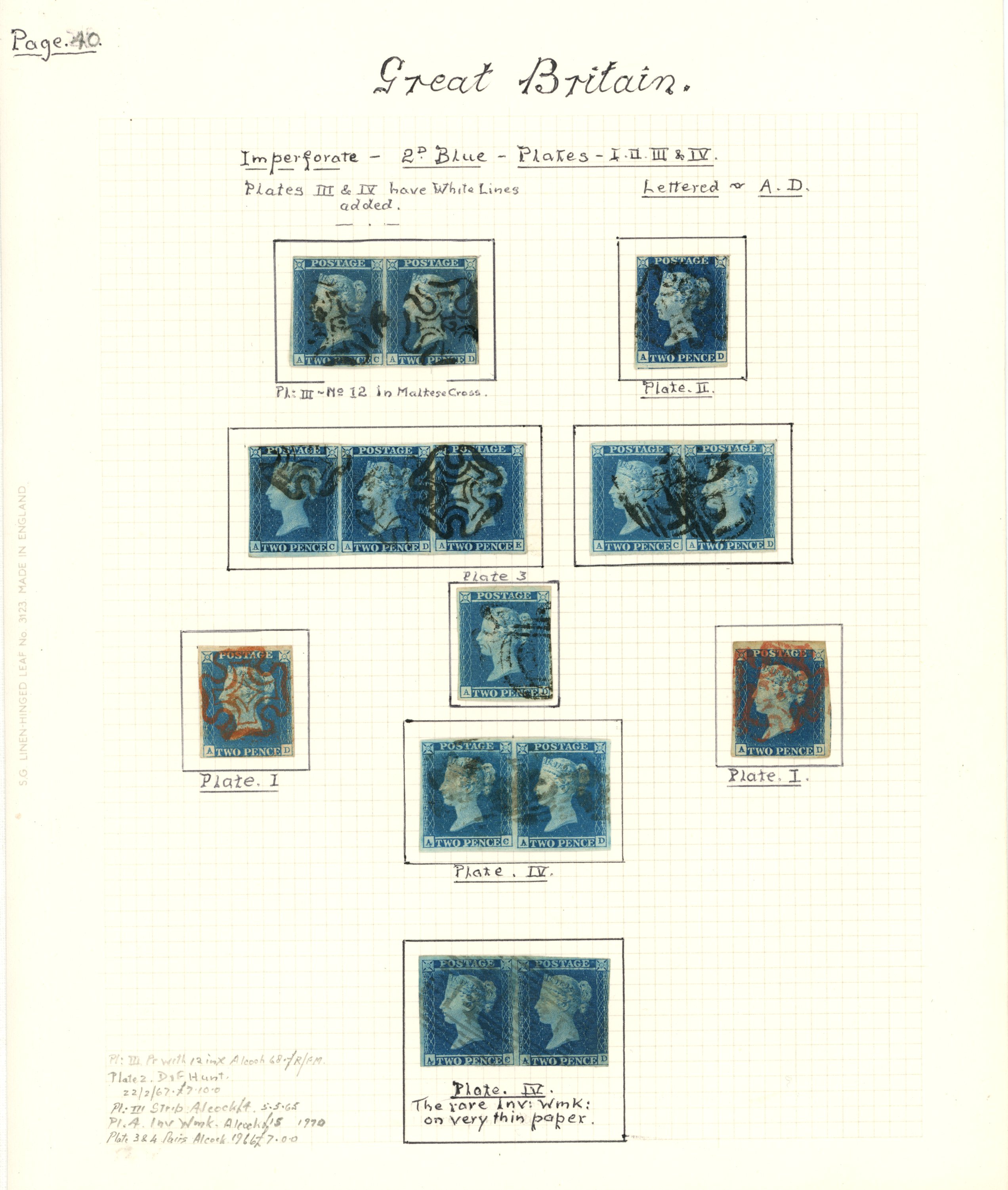 1840 2d blue, Plate 1 (2), Plate 2, Plate 3...