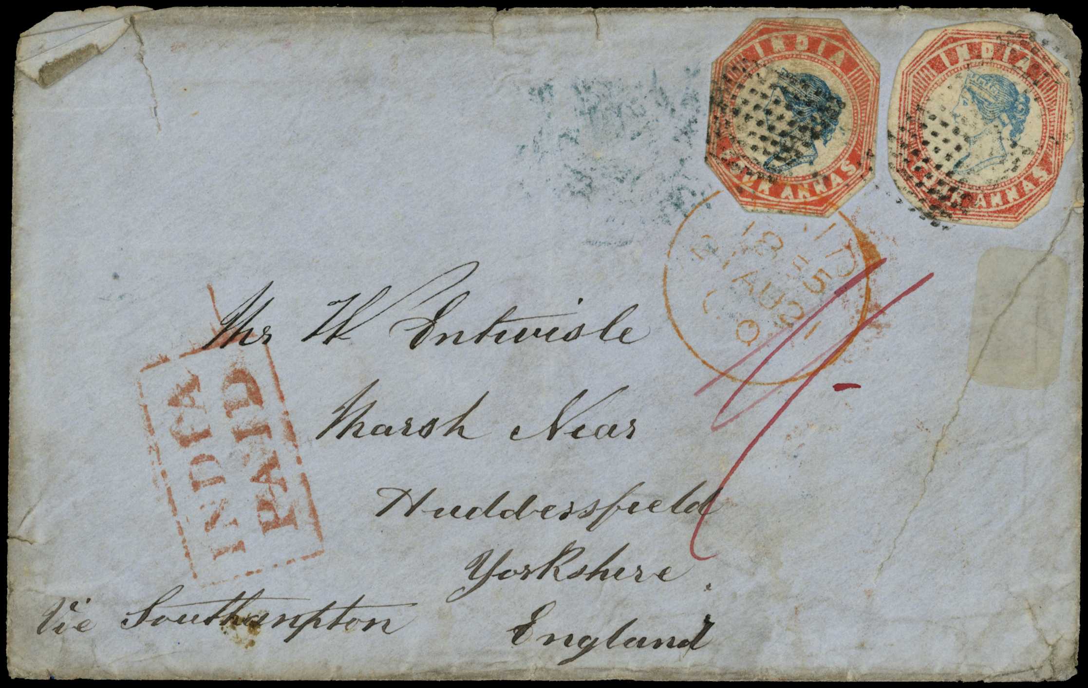 POSTAL HISTORY: 1855 envelope to...