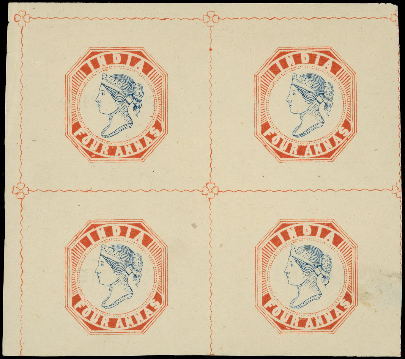 1891 4a reprints Spence 15 issued head block of four 