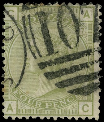 1877 4d Sage green Pl.17. “Abnormal”. Used 