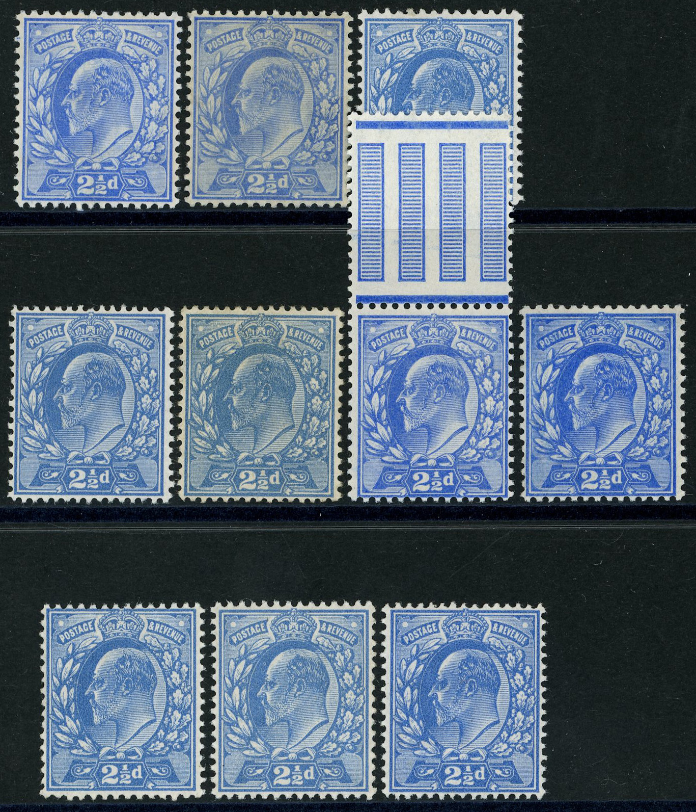 1902-11 2½d unmounted o.g. range, fine...