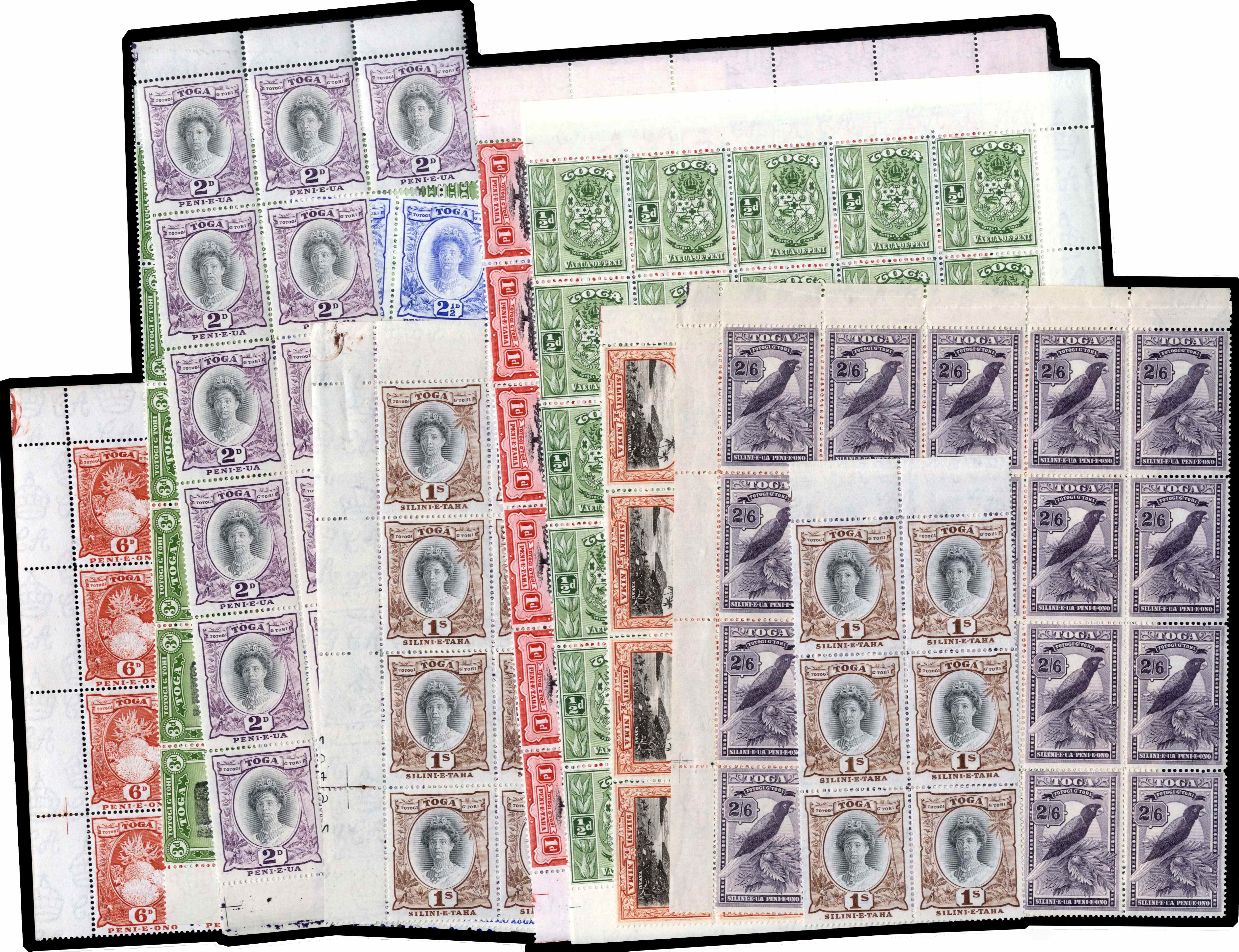 Tonga SG 74-82 blocks mint