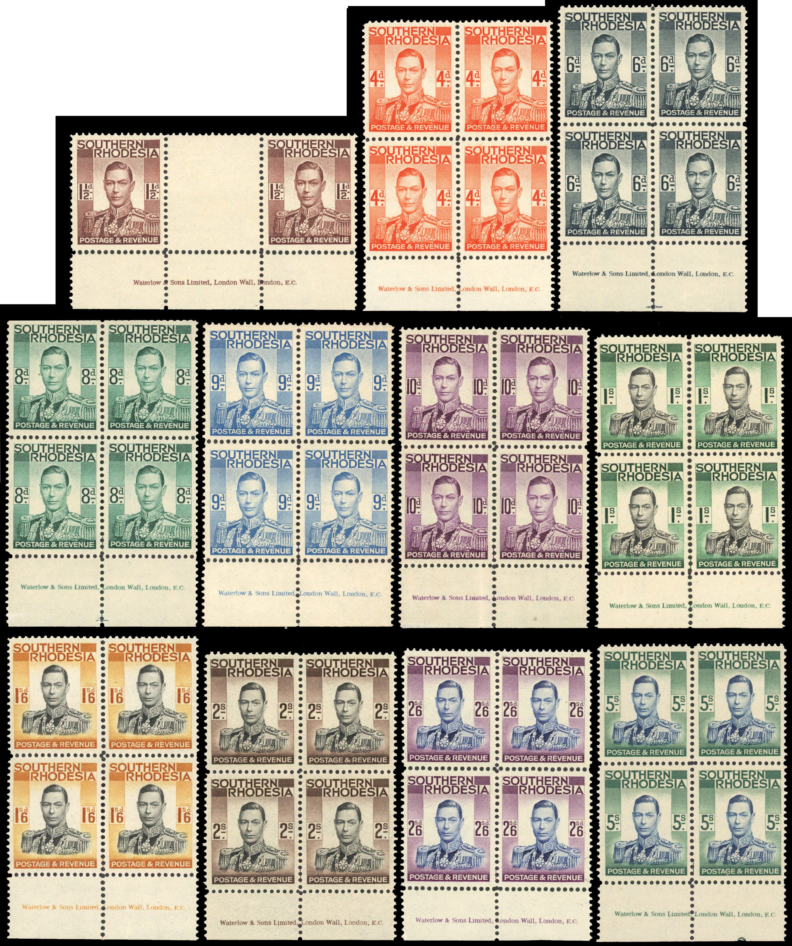Southern Rhodesia SG 40-52 imprints mint