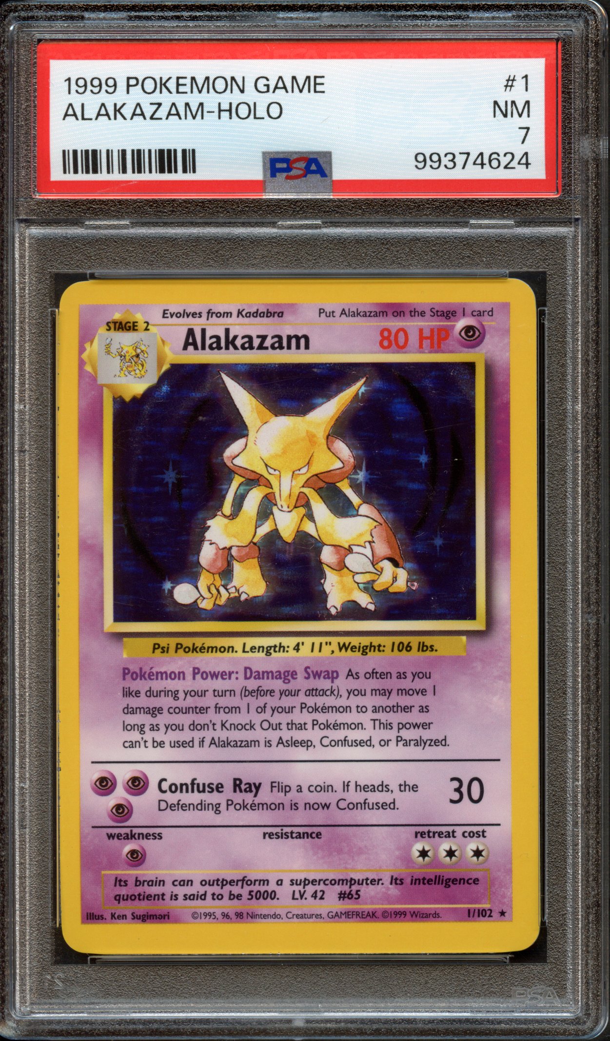 PSA 7 Alakazam Holo #1 - Base Set Unlimited 1999